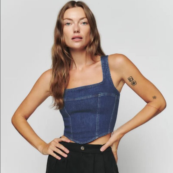 Reformation Tops - Reformation Blue Denim Crop Top